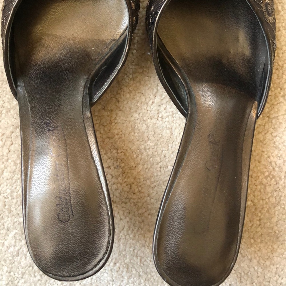 Coldwater Creek Brown sequined heels - Picture 4 of 5